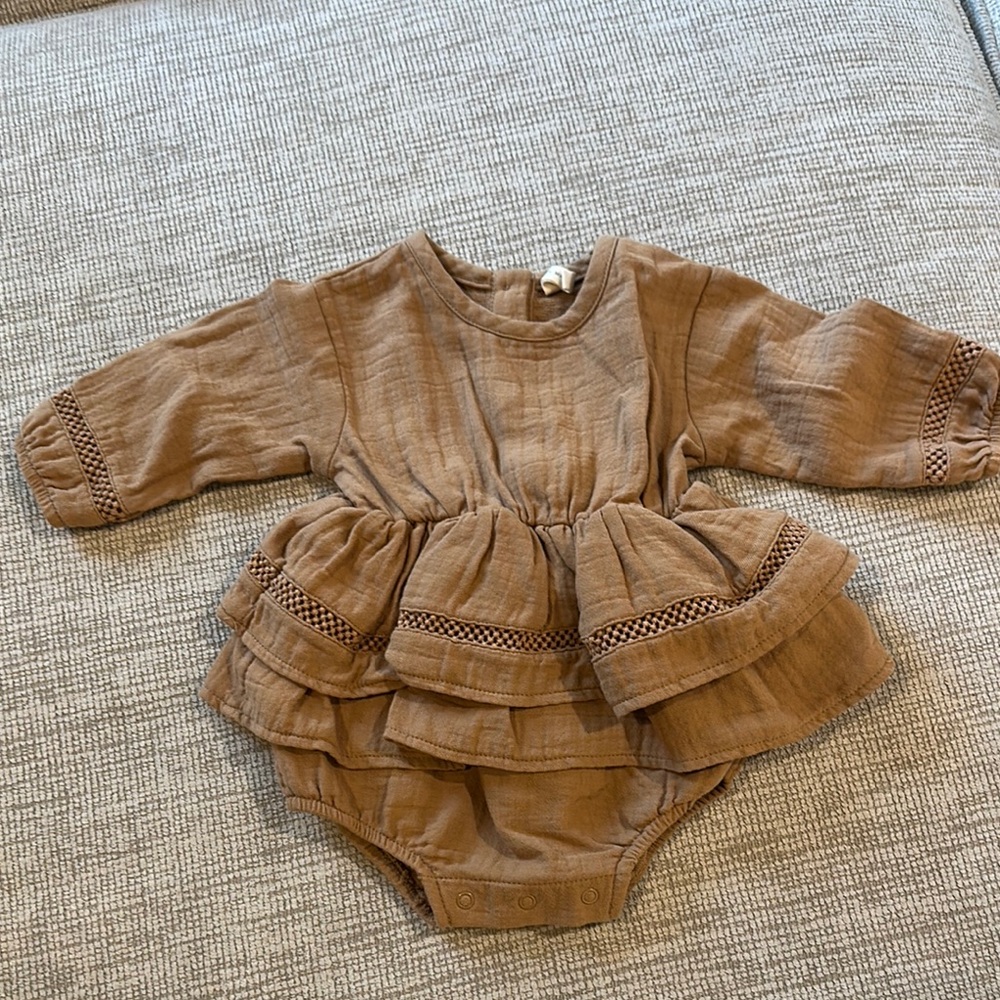Adorable Brown Baby Dress with Ruffles